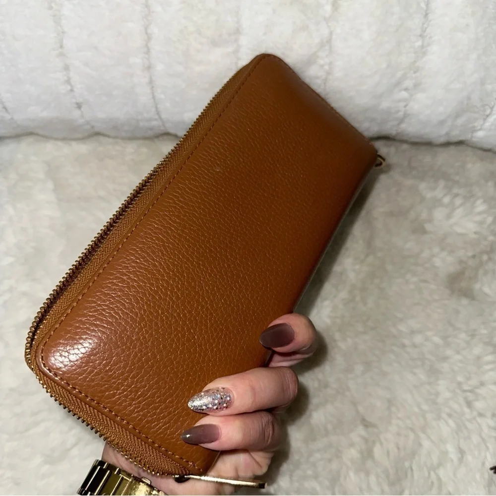 Michael kors Tan Large Continental pebble leather Wallet Wristlet